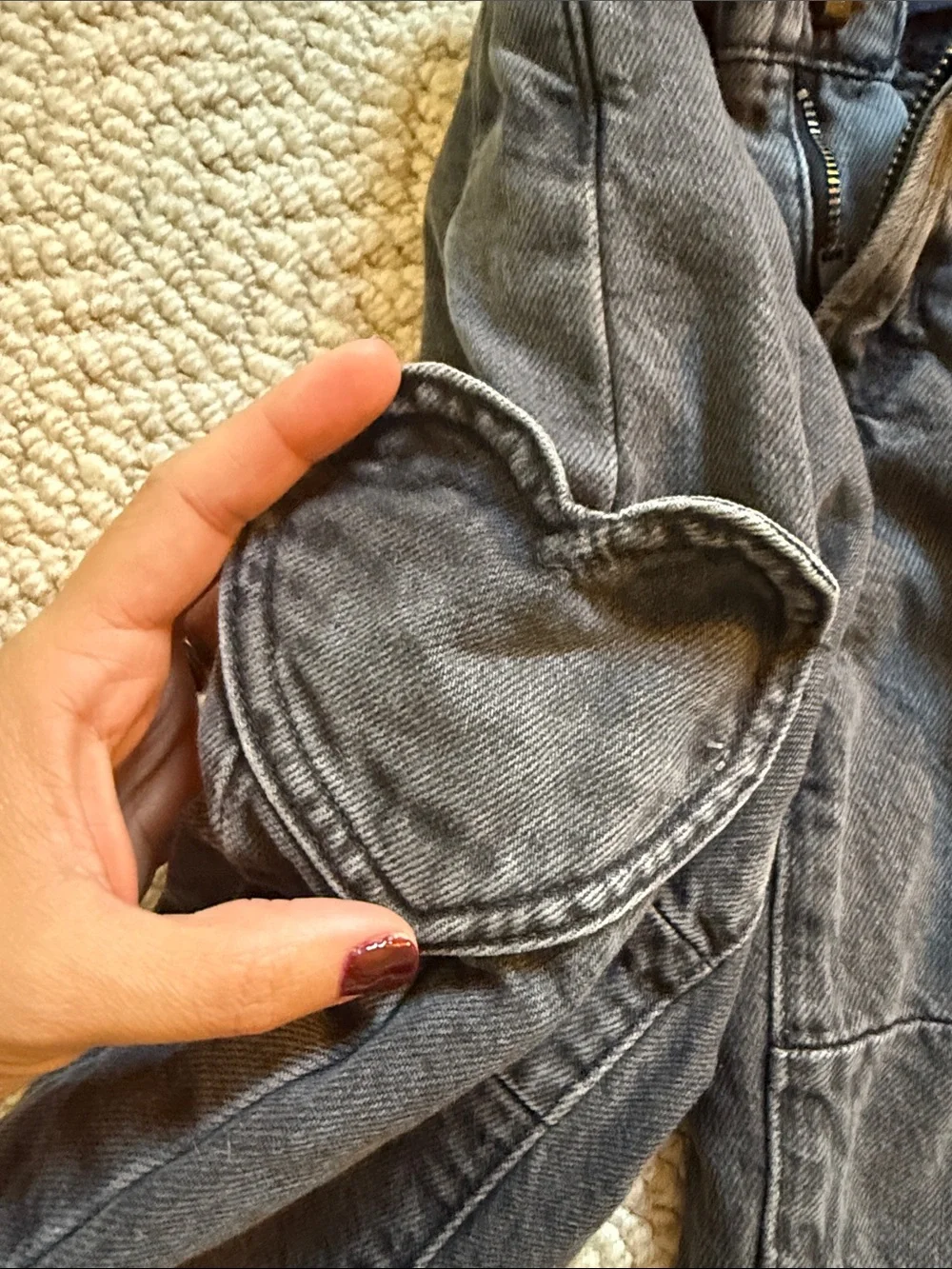 Girls Dark Gray Denim barrel Pants - Comfortable Everyday Bottoms